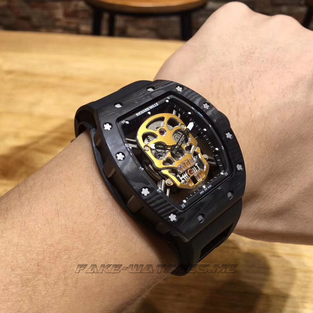 Richard Mille RM052 Black Forged Carbon Yellow gold Skull Dial